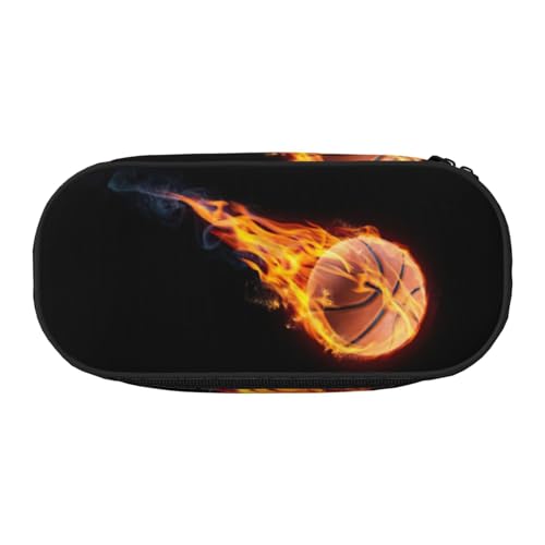 JEJEA Federmäppchen, Motiv: Basketball auf Feuer, großes Fassungsvermögen, großes Fassungsvermögen, Beutel, Organizer, Schwarz , Einheitsgröße, Taschen-Organizer von JEJEA