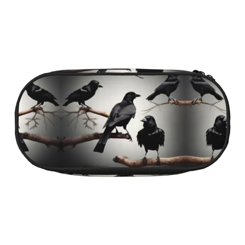 JEJEA Federmäppchen, Motiv: Krähenvögel auf einem Ast, großes Fassungsvermögen, große Aufbewahrung, hohe Kapazität, Tasche, Beutel, Organizer, Schwarz, Schwarz , Einheitsgröße, Taschen-Organizer von JEJEA