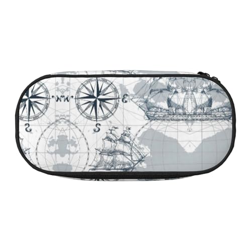 JEJEA Federmäppchen, Motiv: Seefahrt, Segelboot, großes Fassungsvermögen, große Kapazität, Beutelhalter, Organizer, Schwarz , Einheitsgröße, Taschen-Organizer von JEJEA