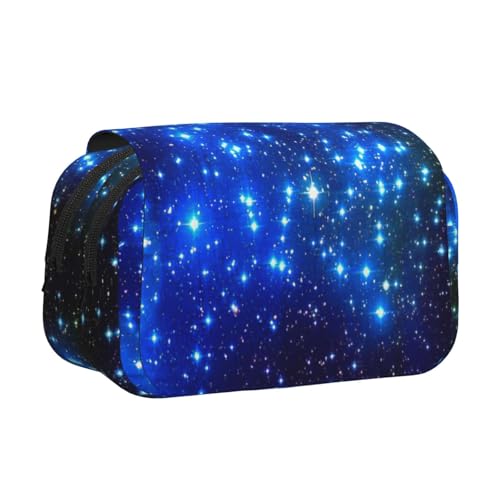 JEJEA Federmäppchen, Stifteetui, Stifteetui, Halter für Bleistifte, Make-up, Mehrzweck-Organizer-Box für Erwachsene, Blau mit leuchtenden Sternen, Schwarz , Einheitsgröße, Kulturbeutel von JEJEA