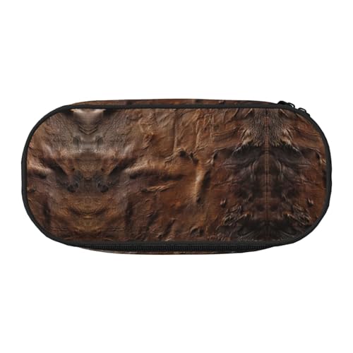 JEJEA Federmäppchen, braunes Rindsleder, Kunstdruck, großes Fassungsvermögen, große Aufbewahrung, hohe Kapazität, Beutel, Beutel, Organizer, Schwarz , Einheitsgröße, Taschen-Organizer von JEJEA