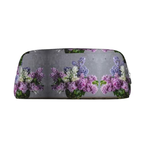 JEJEA Federmäppchen aus Leder, mit Blumenmuster, großes Fassungsvermögen, vielseitig verwendbar, Lila, silber, Einheitsgröße, Kulturbeutel von JEJEA