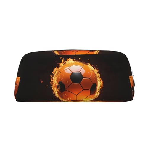 JEJEA Federmäppchen aus Leder, mit Fußball-Aufdruck, großes Fassungsvermögen, Schreibwaren, Stifttasche, vielseitige Make-up-Tasche, silber, Einheitsgröße, Kulturbeutel von JEJEA