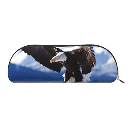 JEJEA Federmäppchen aus Leder mit Adleraufdruck, mit Reißverschluss, Federmäppchen, Federmäppchen, Make-up-Kosmetiktasche, gold, Einheitsgröße, Kulturbeutel von JEJEA