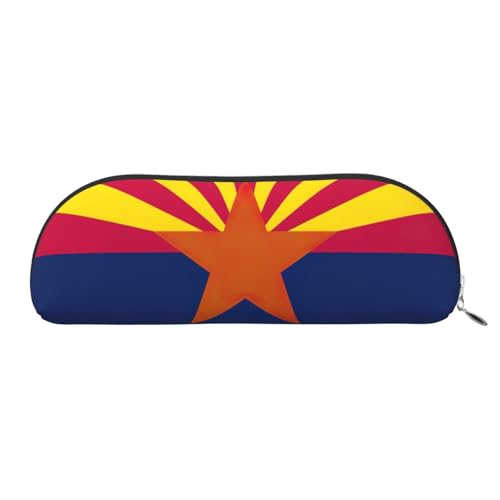 JEJEA Federmäppchen aus Leder mit Arizona-Flagge, mit Reißverschluss, Federmäppchen, Federmäppchen, Make-up-Kosmetiktasche, silber, Einheitsgröße, Kulturbeutel von JEJEA