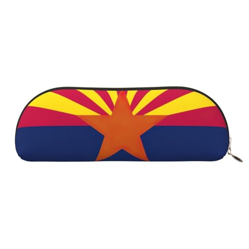 JEJEA Federmäppchen aus Leder mit Arizona-Flaggen-Druck, Reißverschluss, Federmäppchen, Federmäppchen, Kosmetiktasche, gold, One Size, Kulturbeutel von JEJEA