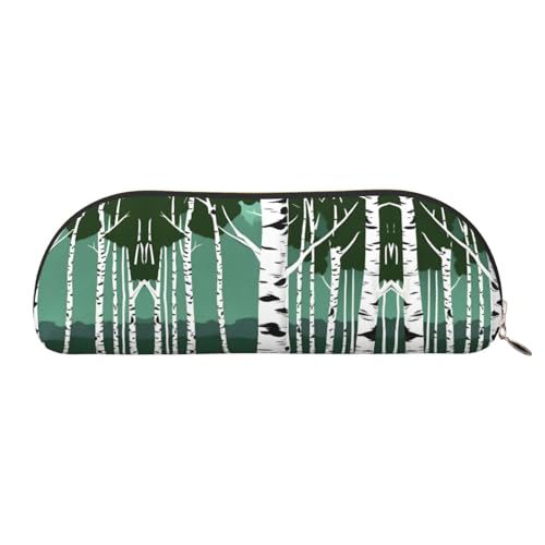 JEJEA Federmäppchen aus Leder mit Birkenbäumen und Reißverschluss, Federmäppchen, Federmäppchen, Make-up-Kosmetiktasche, gold, Einheitsgröße, Kulturbeutel von JEJEA