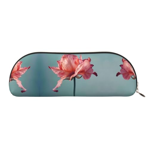 JEJEA Federmäppchen aus Leder mit Blumendruck, mit Reißverschluss, Federmäppchen, Federmäppchen, Make-up-Kosmetiktasche, gold, Einheitsgröße, Kulturbeutel von JEJEA