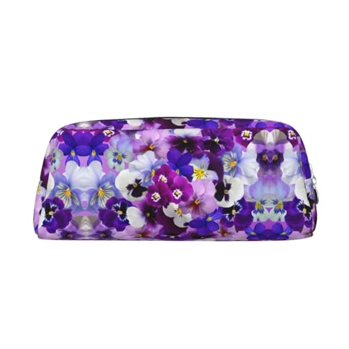 JEJEA Federmäppchen aus Leder mit Blumenmuster, großes Fassungsvermögen, vielseitig verwendbar, Violett, silber, Einheitsgröße, Kulturbeutel von JEJEA
