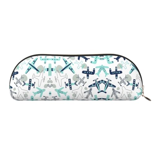 JEJEA Federmäppchen aus Leder mit Flugzeugdruck, mit Reißverschluss, Federmäppchen, Federmäppchen, Make-up-Kosmetiktasche, gold, Einheitsgröße, Kulturbeutel von JEJEA