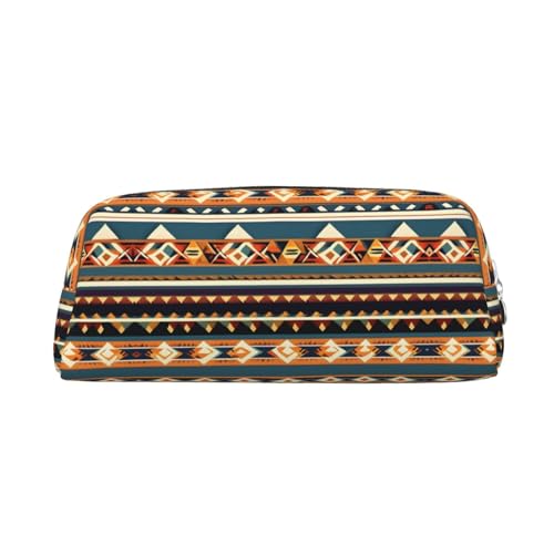 JEJEA Federmäppchen aus Leder mit Indianer-Muster, großes Fassungsvermögen, Schreibwaren, Stifttasche, vielseitige Make-up-Tasche, silber, Einheitsgröße, Kulturbeutel von JEJEA