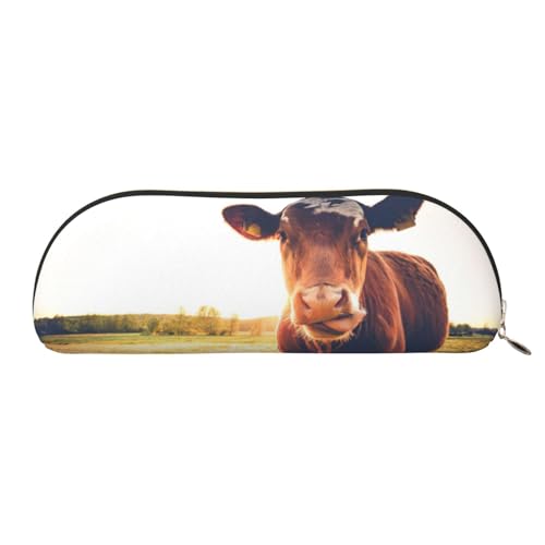 JEJEA Federmäppchen aus Leder mit Kuhmuster, mit Reißverschluss, Federmäppchen, Federmäppchen, Make-up-Kosmetiktasche, gold, Einheitsgröße, Kulturbeutel von JEJEA