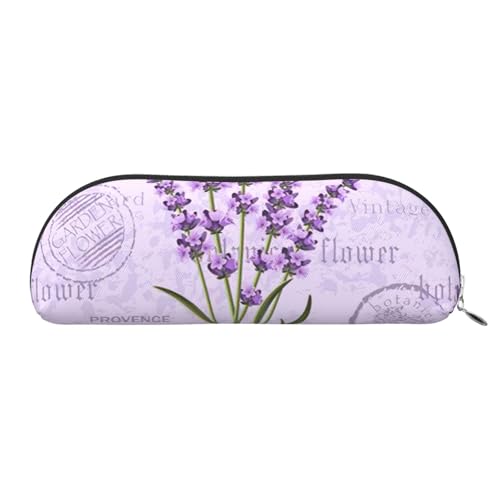 JEJEA Federmäppchen aus Leder mit Lavendelprägung, mit Reißverschluss, Federmäppchen, Federmäppchen, Make-up-Kosmetiktasche, silber, Einheitsgröße, Kulturbeutel von JEJEA