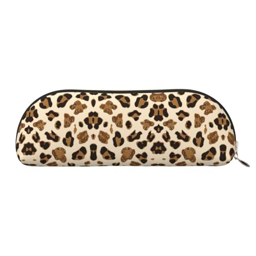 JEJEA Federmäppchen aus Leder mit Leopardenmuster, mit Reißverschluss, Federmäppchen, Federmäppchen, Make-up-Kosmetiktasche, gold, Einheitsgröße, Kulturbeutel von JEJEA