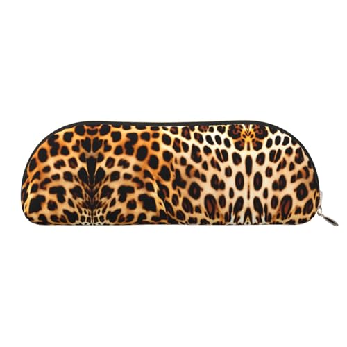 JEJEA Federmäppchen aus Leder mit Leopardenmuster und Reißverschluss, Federmäppchen, Federmäppchen, Make-up-Kosmetiktasche, gold, Einheitsgröße, Kulturbeutel von JEJEA