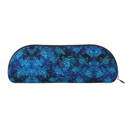 JEJEA Federmäppchen aus Leder mit Meeresschildkrötenmuster, mit Reißverschluss, Federmäppchen, Federmäppchen, Make-up-Kosmetiktasche, gold, Einheitsgröße, Kulturbeutel von JEJEA