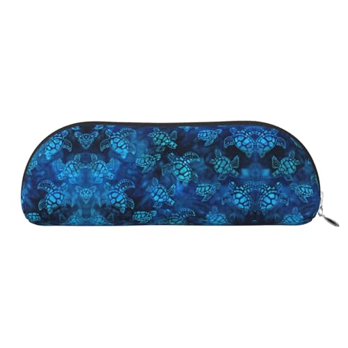 JEJEA Federmäppchen aus Leder mit Meeresschildkrötenmuster, mit Reißverschluss, Federmäppchen, Federmäppchen, Make-up-Kosmetiktasche, silber, Einheitsgröße, Kulturbeutel von JEJEA