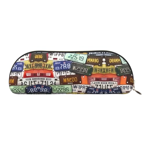 JEJEA Federmäppchen aus Leder mit Nummernschildaufdruck, mit Reißverschluss, Federmäppchen, Federmäppchen, Make-up-Kosmetiktasche, gold, Einheitsgröße, Kulturbeutel von JEJEA