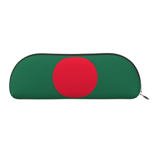 JEJEA Federmäppchen aus Leder mit Reißverschluss, Motiv: Flagge von Bangladesch, silber, Einheitsgröße, Kulturbeutel von JEJEA