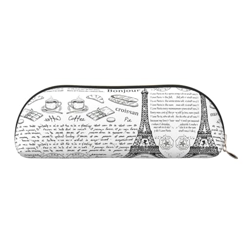 JEJEA Federmäppchen aus Leder mit Reißverschluss, Motiv: Pariser Eiffelturm, mit Reißverschluss, Federmäppchen, Federmäppchen, Make-up-Kosmetiktasche, gold, Einheitsgröße, Kulturbeutel von JEJEA