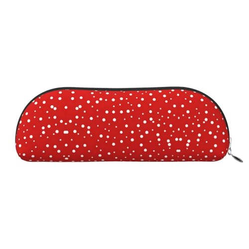 JEJEA Federmäppchen aus Leder mit Reißverschluss, Rot und Weiß, gepunktet, Federmäppchen, Make-up-Kosmetiktasche, silber, Einheitsgröße, Kulturbeutel von JEJEA