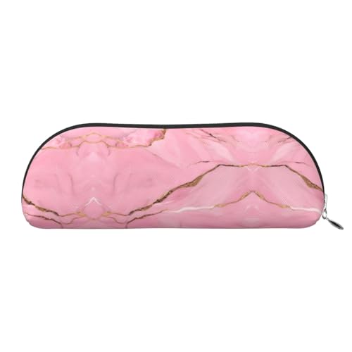 JEJEA Federmäppchen aus Leder mit Reißverschluss, mit Marmor-Textur, rosa, silber, Einheitsgröße, Kulturbeutel von JEJEA