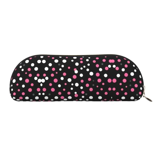 JEJEA Federmäppchen aus Leder mit Reißverschluss, mit Punkten, Schwarz, gold, Einheitsgröße, Kulturbeutel von JEJEA