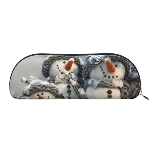 JEJEA Federmäppchen aus Leder mit Schneemann-Motiv, mit Reißverschluss, Federmäppchen, Federmäppchen, Make-up-Kosmetiktasche, silber, Einheitsgröße, Kulturbeutel von JEJEA