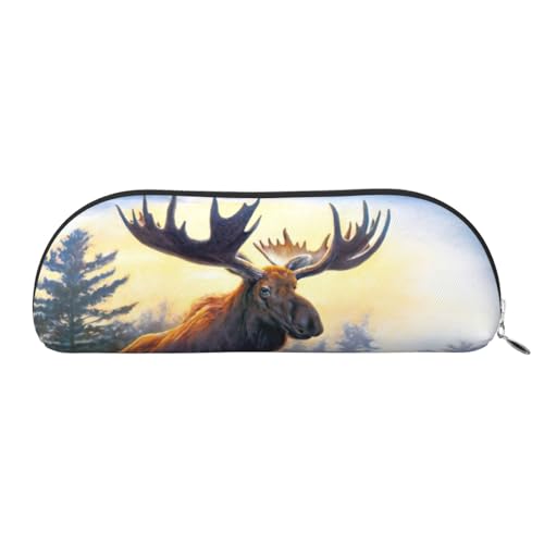 JEJEA Federmäppchen aus Leder mit Tiermotiven, Motiv: Nordelch, mit Reißverschluss, Federmäppchen, Federmäppchen, Make-up-Kosmetiktasche, silber, Einheitsgröße, Kulturbeutel von JEJEA