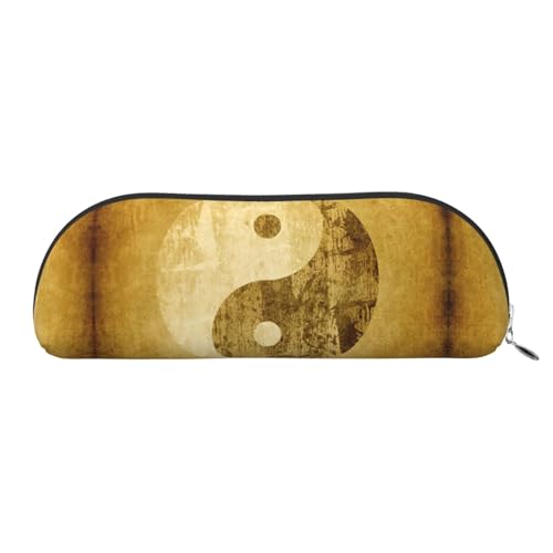 JEJEA Federmäppchen aus Leder mit Yin-Yang-Symbol, mit Reißverschluss, Federmäppchen, Federmäppchen, Make-up-Kosmetiktasche, silber, Einheitsgröße, Kulturbeutel von JEJEA