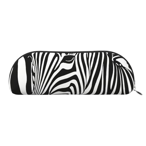 JEJEA Federmäppchen aus Leder mit Zebramuster, mit Reißverschluss, Federmäppchen, Federmäppchen, Make-up-Kosmetiktasche, silber, Einheitsgröße, Kulturbeutel von JEJEA