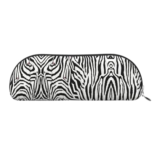 JEJEA Federmäppchen aus Leder mit Zebramuster, mit Reißverschluss, Federmäppchen, Federmäppchen, Make-up-Kosmetiktasche, silber, Einheitsgröße, Kulturbeutel von JEJEA