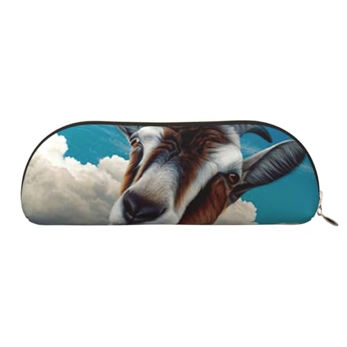 JEJEA Federmäppchen aus Leder mit Ziegenaufdruck, mit Reißverschluss, Federmäppchen, Federmäppchen, Make-up-Kosmetiktasche, gold, Einheitsgröße, Kulturbeutel von JEJEA