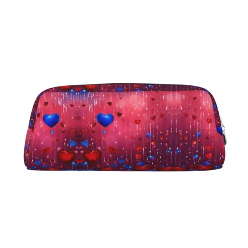 JEJEA Federmäppchen aus Leder mit abstraktem Herzmuster, großes Fassungsvermögen, Schreibwaren, Stifttasche, vielseitige Make-up-Tasche, silber, Einheitsgröße, Kulturbeutel von JEJEA