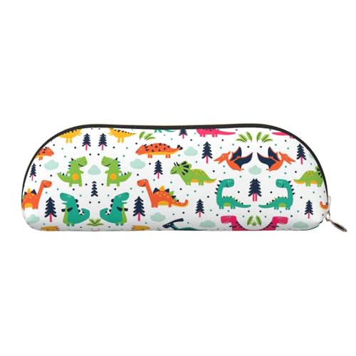 JEJEA Federmäppchen aus Leder mit buntem Dinosaurier-Druck, mit Reißverschluss, Federmäppchen, Federmäppchen, Make-up-Kosmetiktasche, gold, Einheitsgröße, Kulturbeutel von JEJEA