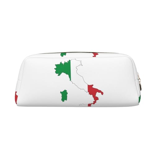 JEJEA Federmäppchen aus Leder mit italienischer Flagge, großes Fassungsvermögen, Schreibwaren, Stifttasche, vielseitige Make-up-Tasche, gold, Einheitsgröße, Kulturbeutel von JEJEA