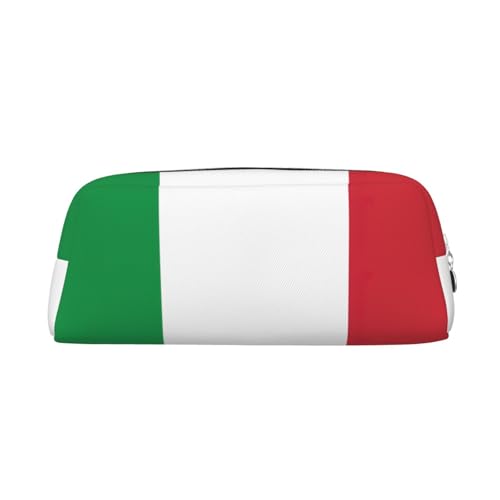 JEJEA Federmäppchen aus Leder mit italienischer Flagge, großes Fassungsvermögen, Schreibwaren, Stifttasche, vielseitige Make-up-Tasche, silber, Einheitsgröße, Kulturbeutel von JEJEA