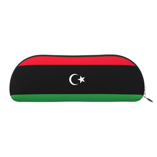 JEJEA Federmäppchen aus Leder mit libyscher Flagge, mit Reißverschluss, Federmäppchen, Federmäppchen, Make-up-Kosmetiktasche, silber, Einheitsgröße, Kulturbeutel von JEJEA