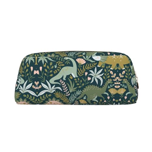 JEJEA Federmäppchen aus Leder mit niedlichem Dinosaurier-Motiv, großes Fassungsvermögen, Schreibwaren, Stifttasche, vielseitige Make-up-Tasche, gold, Einheitsgröße, Kulturbeutel von JEJEA