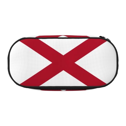 JEJEA Federmäppchen mit Alabama-Staatsflaggen-Druck, großes Fassungsvermögen, große Aufbewahrung, hohe Kapazität, Beutelhalter, Organizer, Schwarz , Einheitsgröße, Taschen-Organizer von JEJEA