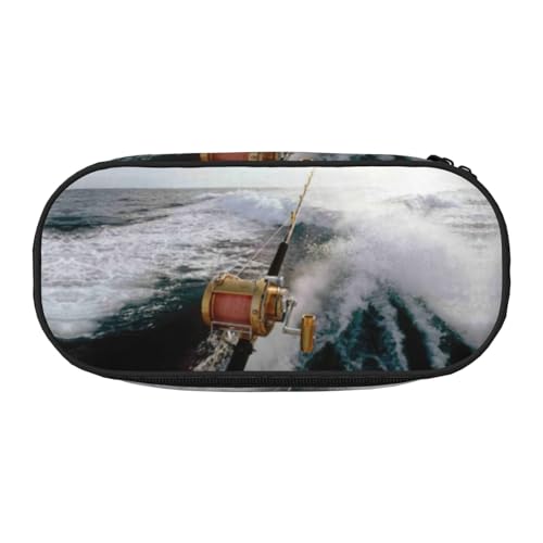 JEJEA Federmäppchen mit Angelruten-Aufdruck, großes Fassungsvermögen, große Aufbewahrung, hohe Kapazität, Beutelhalter, Organizer, Schwarz , Einheitsgröße, Taschen-Organizer von JEJEA