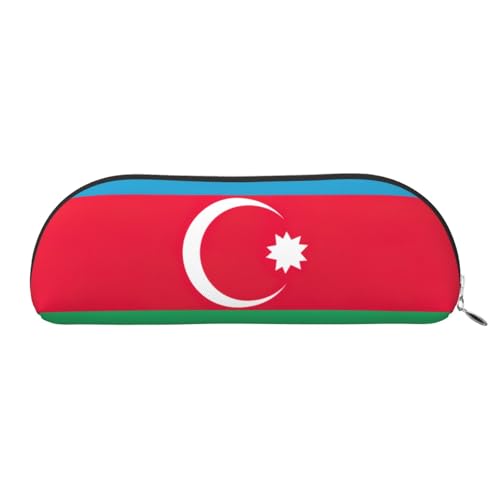 JEJEA Federmäppchen mit Aserbaidschan-Motiv, Leder, mit Reißverschluss, Federmäppchen, Federmäppchen, Make-up-Kosmetiktasche, silber, Einheitsgröße, Kulturbeutel von JEJEA