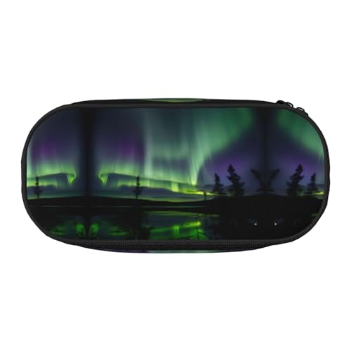 JEJEA Federmäppchen mit Aufdruck "Dark Northern Lights", großes Fassungsvermögen, großes Fassungsvermögen, Beutel, Organizer, Schwarz , Einheitsgröße, Taschen-Organizer von JEJEA