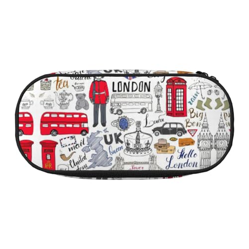 JEJEA Federmäppchen mit Aufschrift "I Love London", großes Fassungsvermögen, großes Fassungsvermögen, Beutel, Organizer, Schwarz , Einheitsgröße, Taschen-Organizer von JEJEA