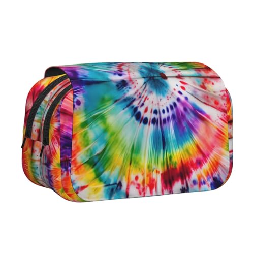 JEJEA Federmäppchen mit Batikmuster im Hippie-Stil, Federmäppchen, Halter für Bleistifte, Make-up, Mehrzweck-Organizer-Box für Erwachsene, Schwarz , Einheitsgröße, Kulturbeutel von JEJEA