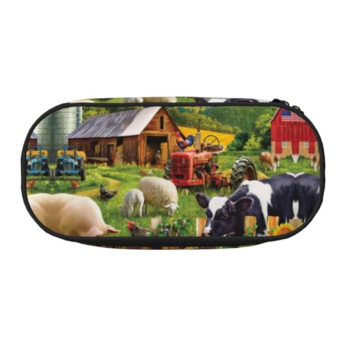 JEJEA Federmäppchen mit Bauernhoftier-Aufdruck, großes Fassungsvermögen, große Aufbewahrung, hohe Kapazität, Beutelhalter, Organizer, Schwarz , Einheitsgröße, Taschen-Organizer von JEJEA