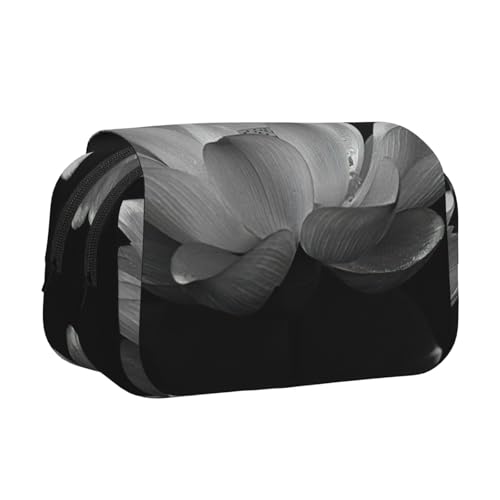 JEJEA Federmäppchen mit Blumendruck, für Bleistifte, Make-up, Mehrzweck-Organizer-Box für Erwachsene, Schwarz / Weiß, Schwarz , Einheitsgröße, Kulturbeutel von JEJEA