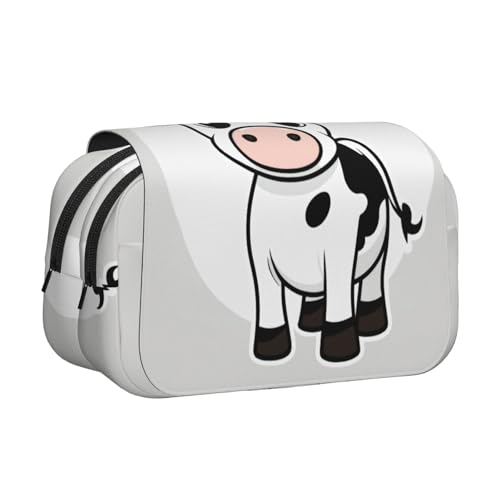 JEJEA Federmäppchen mit Cartoon-Milchkuh-Aufdruck, Federmäppchen, Halter für Bleistifte, Make-up, Mehrzweck-Organizer-Box für Erwachsene, Schwarz , Einheitsgröße, Kulturbeutel von JEJEA
