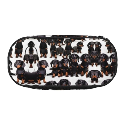 JEJEA Federmäppchen mit Dackel-Motiv, großes Fassungsvermögen, großes Fassungsvermögen, hohe Kapazität, Beutel, Organizer, Schwarz , Einheitsgröße, Taschen-Organizer von JEJEA