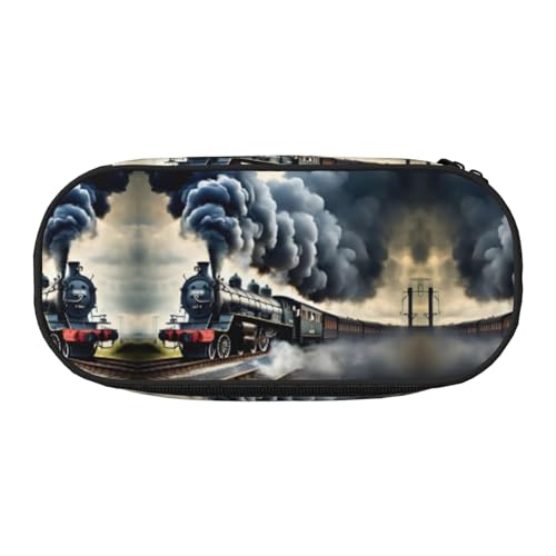 JEJEA Federmäppchen mit Dampfzug und Wolken-Aufdruck, großes Fassungsvermögen, große Aufbewahrung, hohe Kapazität, Beutelhalter, Organizer, Schwarz , Einheitsgröße, Taschen-Organizer von JEJEA